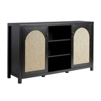 58-Inch 2-Door Sideboard with Arched Rattan Panel Doors