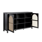 58-Inch 2-Door Sideboard with Arched Rattan Panel Doors