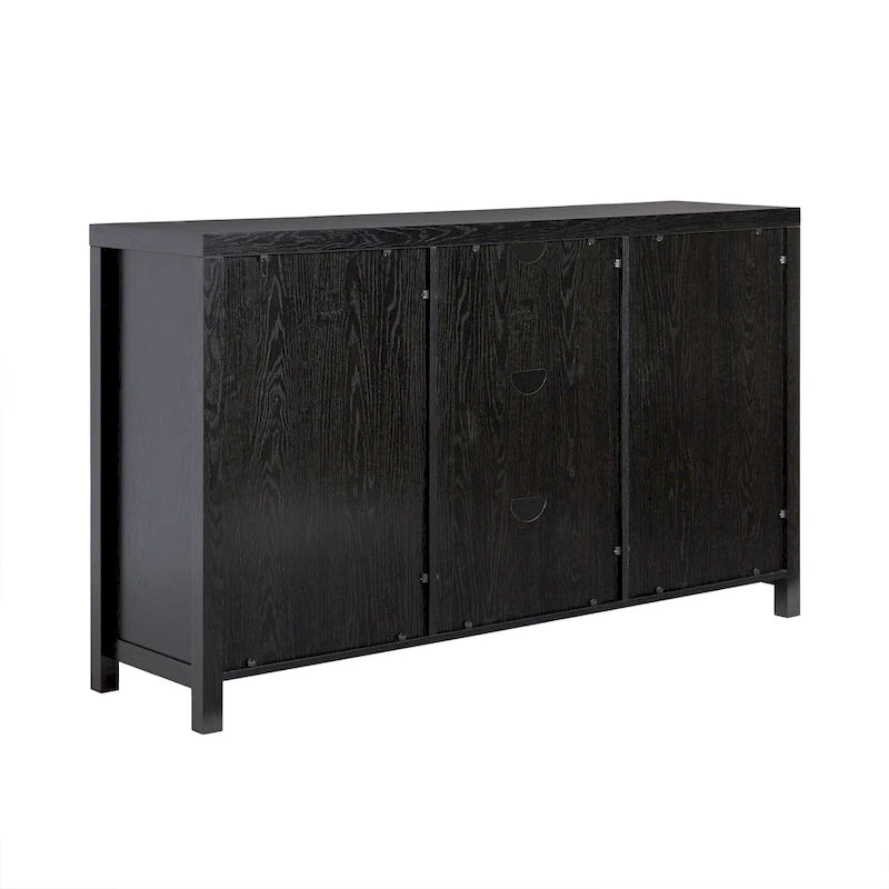 58-Inch 2-Door Sideboard with Arched Rattan Panel Doors
