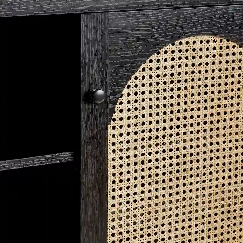 58-Inch 2-Door Sideboard with Arched Rattan Panel Doors
