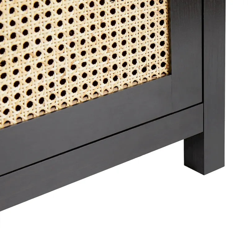 58-Inch 2-Door Sideboard with Arched Rattan Panel Doors