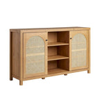 58-Inch 2-Door Sideboard with Arched Rattan Panel Doors