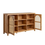 58-Inch 2-Door Sideboard with Arched Rattan Panel Doors