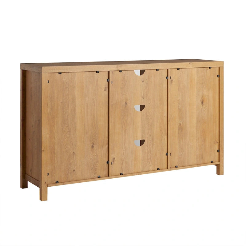 58-Inch 2-Door Sideboard with Arched Rattan Panel Doors