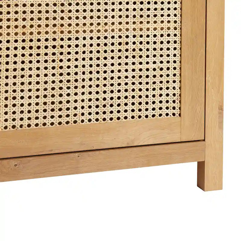 58-Inch 2-Door Sideboard with Arched Rattan Panel Doors