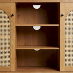 58-Inch 2-Door Sideboard with Arched Rattan Panel Doors