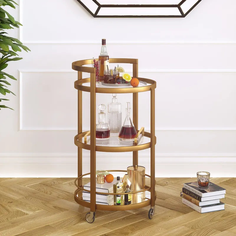  Carmen Mirrored Bar Cart