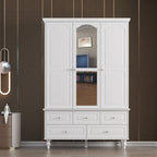 70.9-Inch Tall White Lacquer Wardrobe Armoire with Mirror Doors