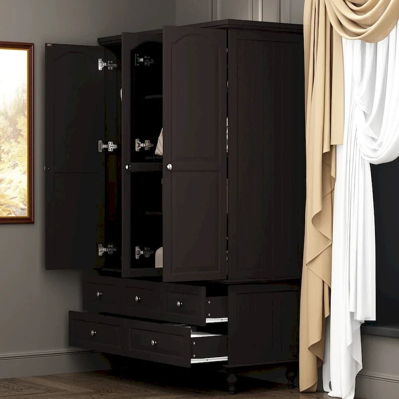 70.9-Inch Tall White Lacquer Wardrobe Armoire with Mirror Doors