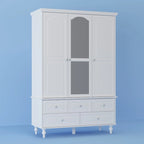 70.9-Inch Tall White Lacquer Wardrobe Armoire with Mirror Doors