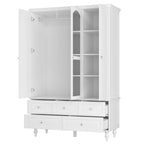 70.9-Inch Tall White Lacquer Wardrobe Armoire with Mirror Doors
