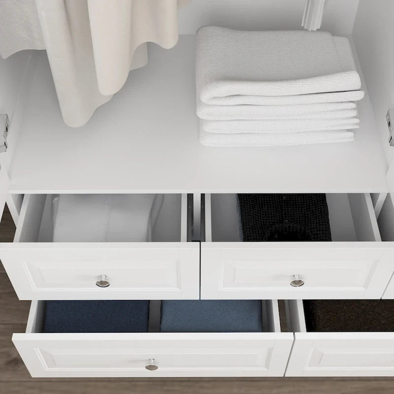 70.9-Inch Tall White Lacquer Wardrobe Armoire with Mirror Doors