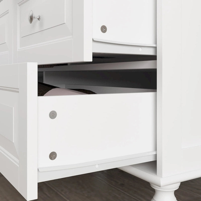 70.9-Inch Tall White Lacquer Wardrobe Armoire with Mirror Doors