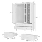 70.9-Inch Tall White Lacquer Wardrobe Armoire with Mirror Doors