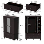 70.9-Inch Tall White Lacquer Wardrobe Armoire with Mirror Doors