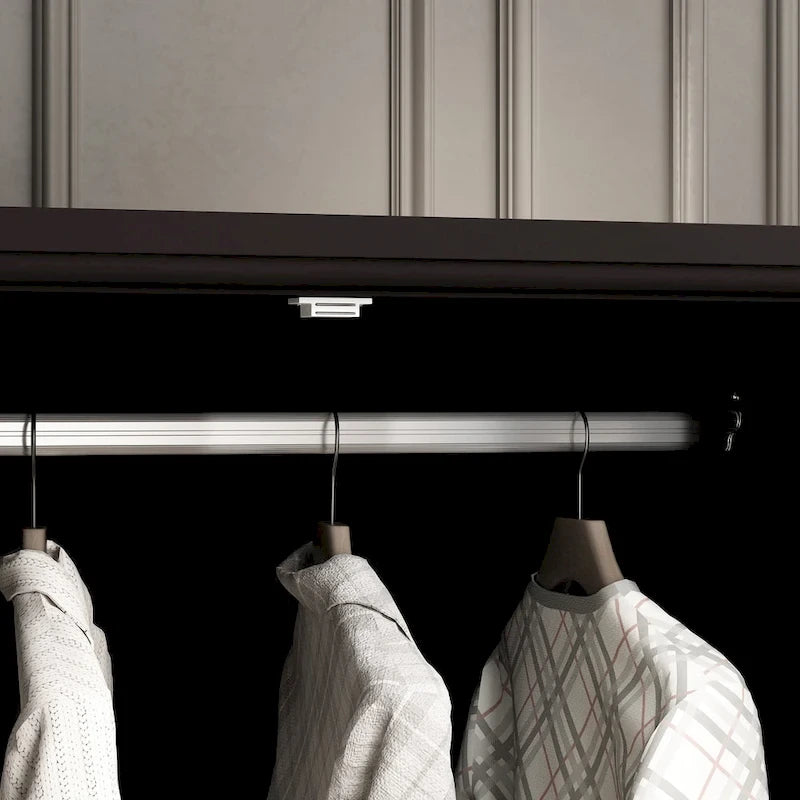 70.9-Inch Tall White Lacquer Wardrobe Armoire with Mirror Doors