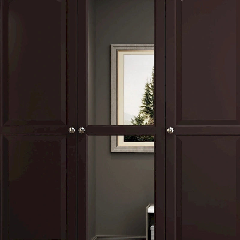 70.9-Inch Tall White Lacquer Wardrobe Armoire with Mirror Doors