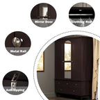 70.9-Inch Tall White Lacquer Wardrobe Armoire with Mirror Doors