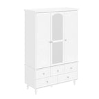70.9-Inch Tall White Lacquer Wardrobe Armoire with Mirror Doors
