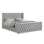 Chateau Velvet Upholstered Tufted Sheltered Panel Bed Set