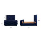 Chateau Velvet Upholstered Tufted Sheltered Panel Bed Set