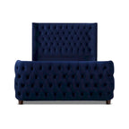 Chateau Velvet Upholstered Tufted Sheltered Panel Bed Set