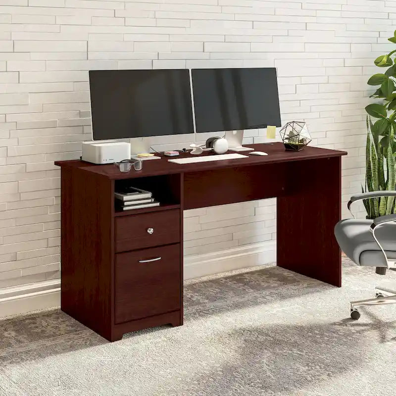 60-Inch Computer Desk with Drawers and Storage Shelves