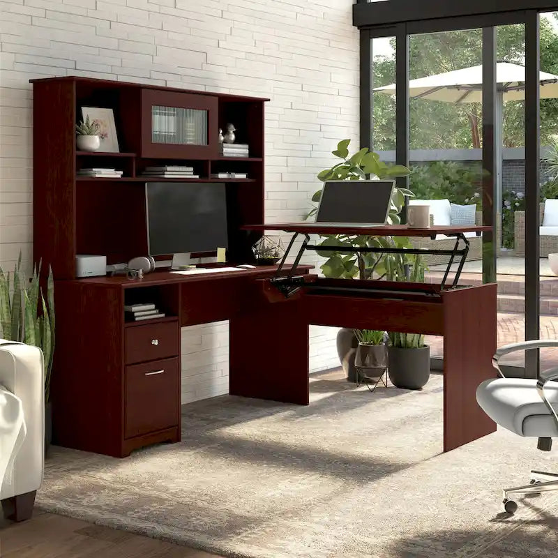 60-Inch Computer Desk with Drawers and Storage Shelves