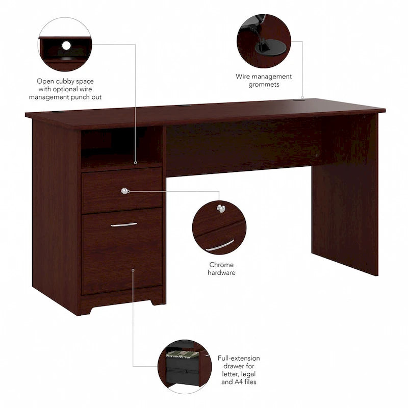 60-Inch Computer Desk with Drawers and Storage Shelves