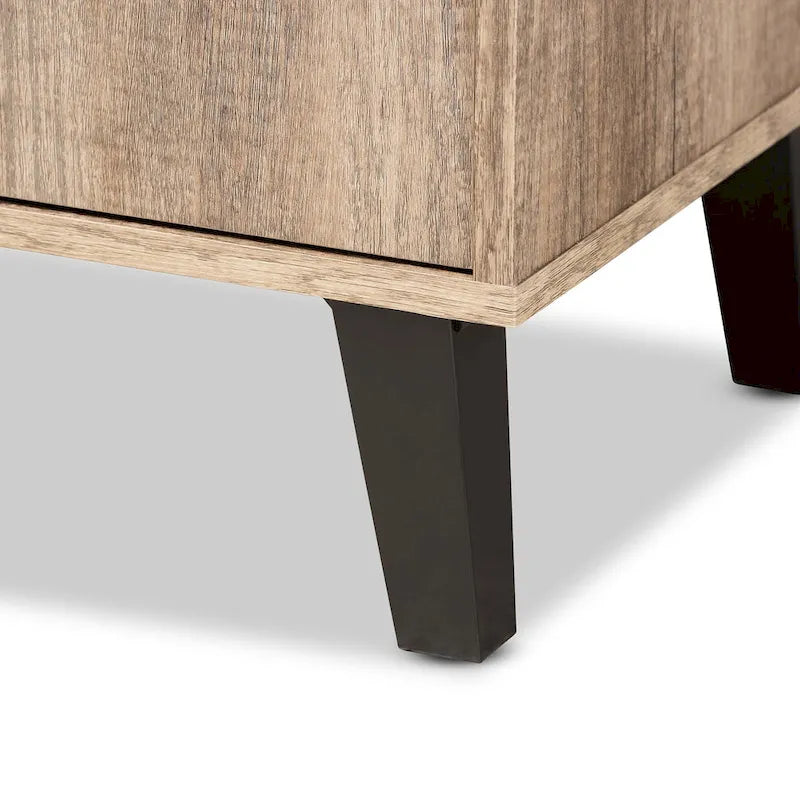 Rustic Oak 2-Door Shoe Storage Cabinet