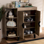 Rustic Oak 2-Door Shoe Storage Cabinet
