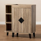 Rustic Oak 2-Door Shoe Storage Cabinet