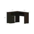 L-Shaped Computer Desk with Open Shelving, 2 Drawers, and Retractable Keyboard Tray