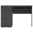 L-Shaped Computer Desk with Open Shelving, 2 Drawers, and Retractable Keyboard Tray