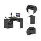 L-Shaped Computer Desk with Open Shelving, 2 Drawers, and Retractable Keyboard Tray