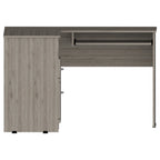 L-Shaped Computer Desk with Open Shelving, 2 Drawers, and Retractable Keyboard Tray