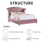 Glam Pink Button-Tufted Wingback Upholstered Panel Bed