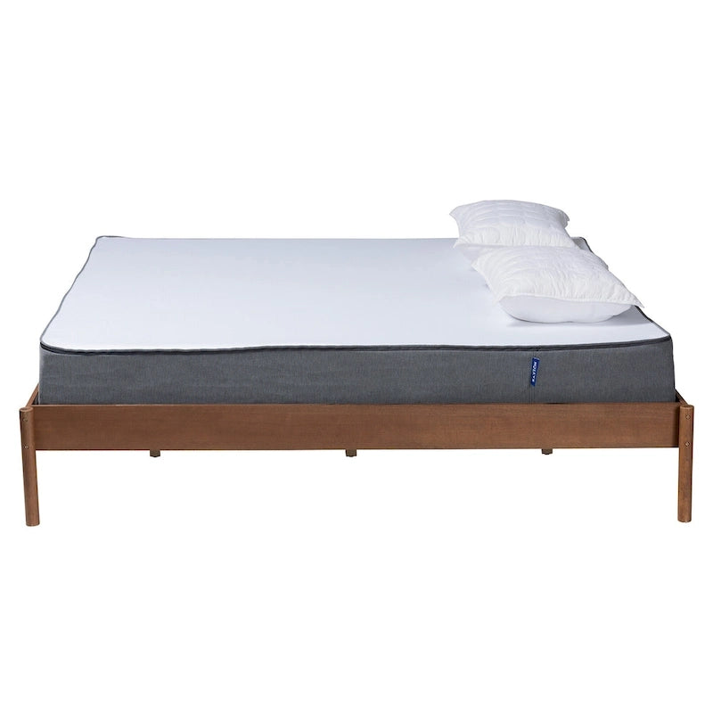 Mid-Century Modern Queen Size Bed Frame in Ash Walnut Finish