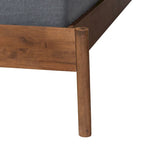 Mid-Century Modern Queen Size Bed Frame in Ash Walnut Finish