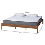 Mid-Century Modern Queen Size Bed Frame in Ash Walnut Finish