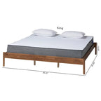 Mid-Century Modern Queen Size Bed Frame in Ash Walnut Finish