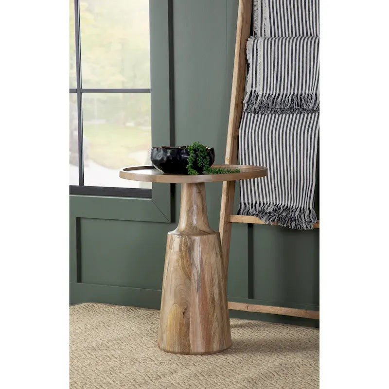 Round Top Pedestal Accent Side Table
