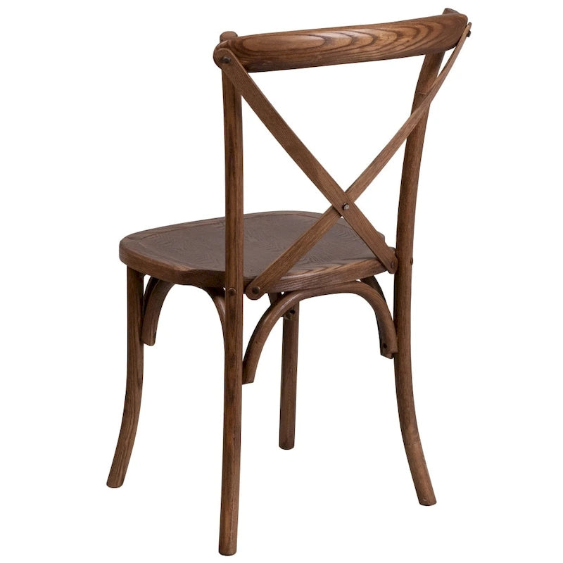 8' x 40 Rustic Folding Farm Table Set with 8 Cross Back Chairs and Cushions