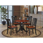  ANAV5-BLK-W 5 Piece Kitchen Table Set- a Round Dining Room Table and 4 Dining Chairs, Black & Cherry