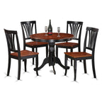 Round Dining Table with Black and Cherry Finish
