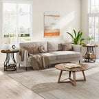 Round 2-Tier End Table in White and Gold with Storage