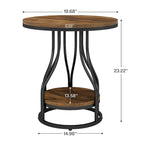 Round 2-Tier End Table in White and Gold with Storage