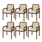 Modern Rattan Back Dining Chair with Removable Linen Cushion