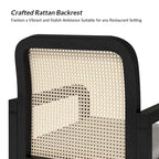 Modern Rattan Back Dining Chair with Removable Linen Cushion