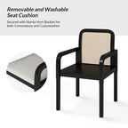 Modern Rattan Back Dining Chair with Removable Linen Cushion